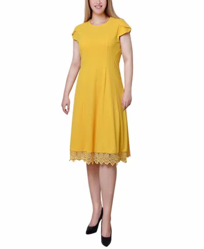 Ny Collection Women's Chiffon Sleeve Scuba Dress In Yellow