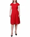 Ny Collection Women's Chiffon Sleeve Scuba Dress In Fire Red