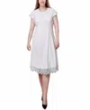 Ny Collection Women's Chiffon Sleeve Scuba Dress In White