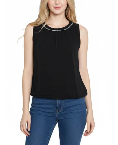Ny Collection Women's Crew Neck Top In Black