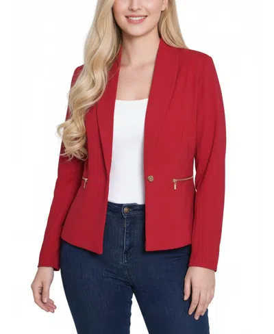 Ny Collection Women's Cropped Long Sleeve Crepe Jacket In Red