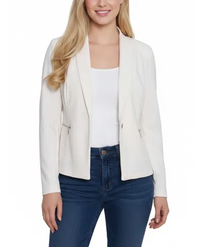 Ny Collection Women's Cropped Long Sleeve Crepe Jacket In White