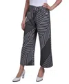Ny Collection Women's Cropped Pull On With Faux Belt Pants In Multi