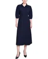 Ny Collection Women's Elbow Sleeve Midi Dress In Blue