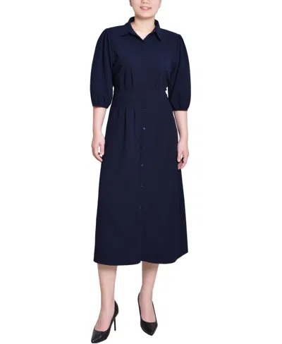 Ny Collection Women's Elbow Sleeve Midi Dress In Blue