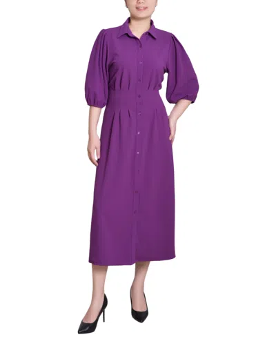 Ny Collection Women's Elbow Sleeve Midi Dress In Purple