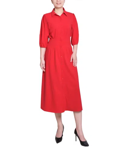 Ny Collection Women's Elbow Sleeve Midi Dress In Red