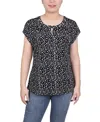 Ny Collection Women's Extended Sleeve Top With Grommets In Nice Icemoon