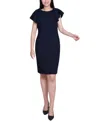 Ny Collection Women's Flutter Sleeve Sheath Dress In Blue