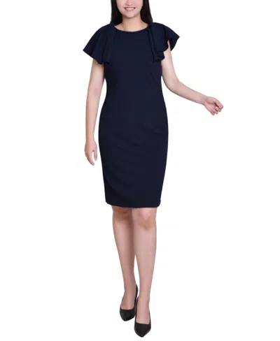 Ny Collection Women's Flutter Sleeve Sheath Dress In Blue