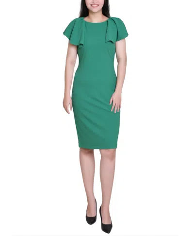 Ny Collection Women's Flutter Sleeve Sheath Dress In Green