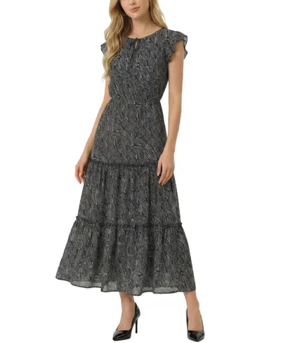 Ny Collection Women's Flutter-sleeve Tiered Dress In Multi