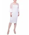 Ny Collection Women's Illusion Neck Scuba Dress In Ivory
