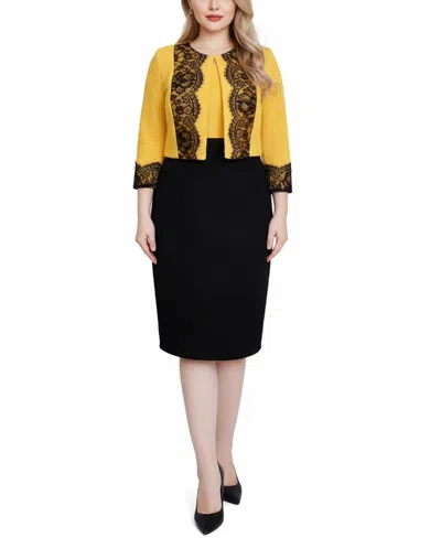 Ny Collection Plus Size Long Sleeve Ponte Cropped Jacket In Multi