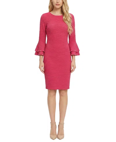 Ny Collection Women's Long-sleeve Dress With Bell Cuffs In Pink