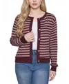 Ny Collection Women's Long Sleeve Ribbed Cardigan Sweater In Burgundy