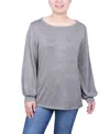 Ny Collection Petite Long Sleeve Tunic Top In Silver