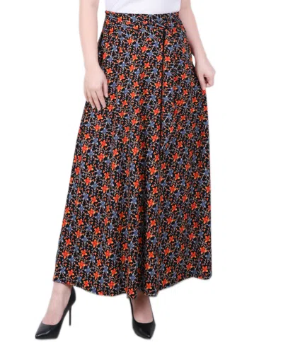 Ny Collection Women's Maxi Skirt With Sash Waist Tie In Multi