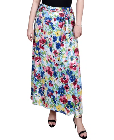 Ny Collection Women's Maxi Skirt With Sash Waist Tie In Multi