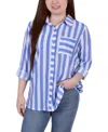 Ny Collection Women's Missy Long Sleeve Striped Blouse Top In Multi
