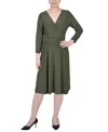 Ny Collection Petites Womens Party Knee Length Midi Dress In Gray