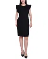 Ny Collection Women's Ruffle Sleeve Scuba Dress In Black