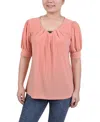 Ny Collection Petite Short Sleeve Balloon Sleeve Top In Canyon Sunset