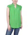 NY COLLECTION WOMEN'S SHORT FLUTTER SLEEVE CREPON BLOUSE