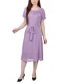 Ny Collection Women's Short Sleeve Belted Swiss Dot Dress