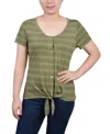NY COLLECTION WOMEN'S SHORT SLEEVE TIE FRONT TOP