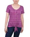 NY COLLECTION WOMEN'S SHORT SLEEVE TIE FRONT TOP