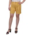 Ny Collection Petite Shorts With Ring And Belt In Golden Square Geo