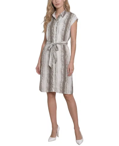 Ny Collection Women's Sleeveless Belted Dress In Multi