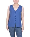 Ny Collection Petite Sleeveless Button-front Blouse In True Navy