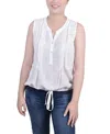 NY COLLECTION WOMEN'S SLEEVELESS PINTUCK TIE-HEM BLOUSE