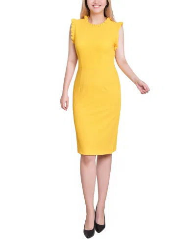 Ny Collection Women's Sleeveless Ruffle Detail Dress In Yellow