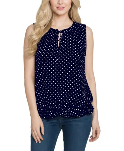 Ny Collection Women's Sleeveless Ruffle Flounced Top In Blue