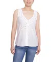 Ny Collection Petite Sleeveless V Neck Blouse In White
