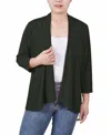 Ny Collection Women's Solid 3/4 Sleeve Cardigan In Duffel Bag