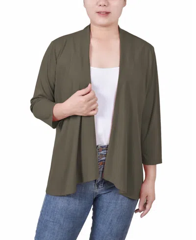 NY COLLECTION WOMEN'S SOLID 3/4 SLEEVE CARDIGAN