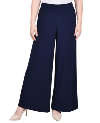 Ny Collection Women's Wide Leg Pull On Pants In Navy