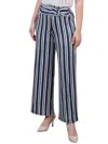 Ny Collection Plus Size Cropped Pull On Pants With Faux Belt In Multi