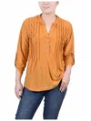 Ny Collection Women's 3/4 Roll Tab Pullover Top In Orange