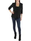 NY COLLECTION WOMENS CREPE RUCHED ONE-BUTTON BLAZER