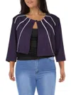 Ny Collection Womens Crop Pintuck One-button Blazer In Purple