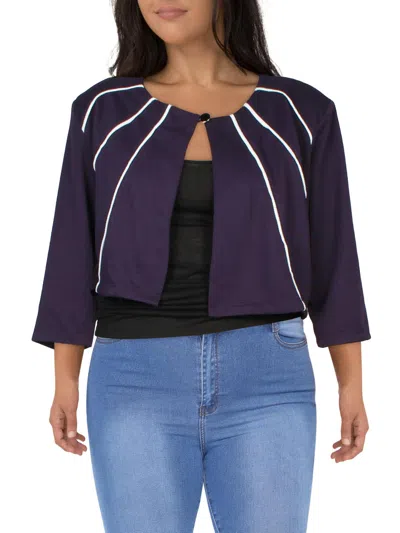 Ny Collection Womens Crop Pintuck One-button Blazer In Purple