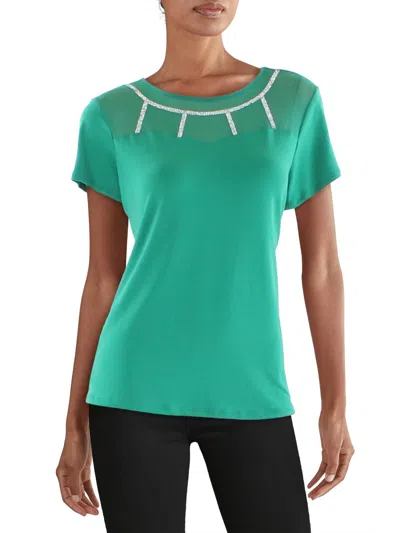 Ny Collection Womens Jersey Yoke Blouse In Green