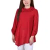 Ny Collection Womens Knit Asymmetric Turtleneck Sweater In Red