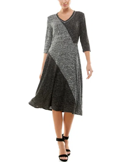 Ny Collection Womens Knit Mid Calf Sweaterdress In Multi