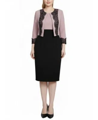 Ny Collection Womens Lace Detail 2 Piece Textured Knit Dress Set In Multi